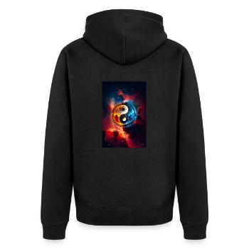 Yin Yang 1 - Unisex Premium Bio Zip Hoodie - Schwarz - Hinten - Nico (187cm)