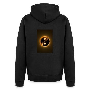 Yin Yang orange 2 - Unisex Premium Bio Zip Hoodie - Schwarz - Hinten - Nico (187cm)