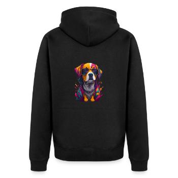 Dog 1 - Unisex Premium Organic Zip Hoodie - black - Back - Nico (187cm)