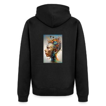 In Musik verliebt - Unisex Premium Bio Zip Hoodie - Schwarz - Hinten - Nico (187cm)
