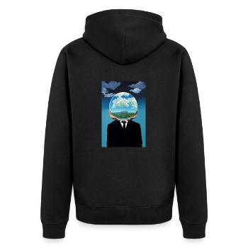 Wir haben es in der Hand - Unisex Premium Bio Zip Hoodie - Schwarz - Hinten - Nico (187cm)
