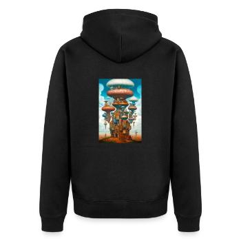 Pilz Stadt - Unisex Premium Bio Zip Hoodie - Schwarz - Hinten - Nico (187cm)