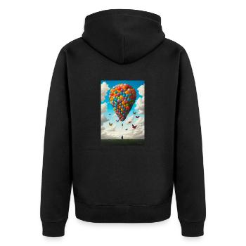 Ballonfahrt - Unisex Premium Bio Zip Hoodie - Schwarz - Hinten - Nico (187cm)