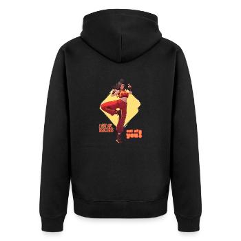 I get my kicks out of you 1 - Unisex Premium Bio Zip Hoodie - Schwarz - Hinten - Nico (187cm)