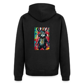 Hase Pop-Art Urban Graffiti Stil - Unisex Premium Bio Zip Hoodie - Schwarz - Hinten - Nico (187cm)