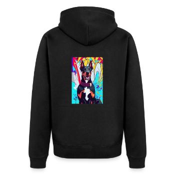Modern print with Doberman, colorful background - Unisex Premium Organic Zip Hoodie - black - Back - Nico (187cm)