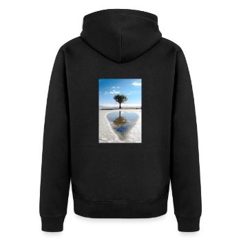 Leben - Unisex Premium Bio Zip Hoodie - Schwarz - Hinten - Nico (187cm)