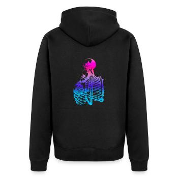 skull skeleton death halloween horror black dead - Unisex Premium Organic Zip Hoodie - black - Back - Nico (187cm)