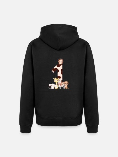 1st anniversary - first anniversary animals - Unisex Premium Organic Zip Hoodie - black