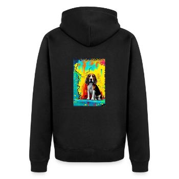 Modern Pop Art Print | colorful | Beagle Dog - Unisex Premium Organic Zip Hoodie - black - Back - Nico (187cm)