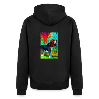 Modern Pop Art Print | colorful | Beagle Dog - Unisex Premium Organic Zip Hoodie - black - Back - Nico (187cm)