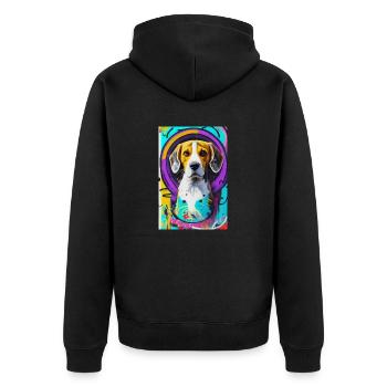 Modern Pop Art Print | colorful | Beagle Dog - Unisex Premium Organic Zip Hoodie - black - Back - Nico (187cm)