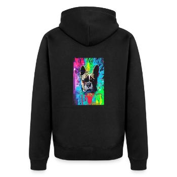 Modern Pop Art Print | colorful | French Bulldog - Unisex Premium Organic Zip Hoodie - black - Back - Nico (187cm)