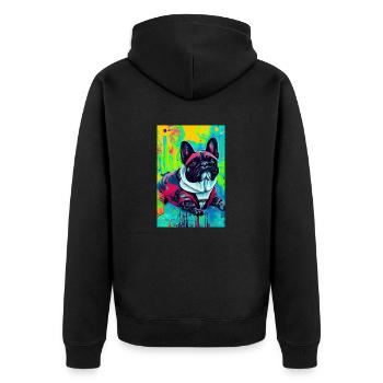 Modern Pop Art Print | colorful | French Bulldog - Unisex Premium Organic Zip Hoodie - black - Back - Nico (187cm)