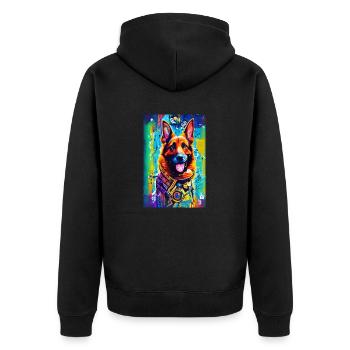 Modern Pop Art Print | colorful | German Shepherd - Unisex Premium Organic Zip Hoodie - black - Back - Nico (187cm)
