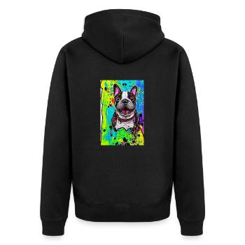 Modern Pop Art Print | colorful | French Bulldog - Unisex Premium Organic Zip Hoodie - black - Back - Nico (187cm)