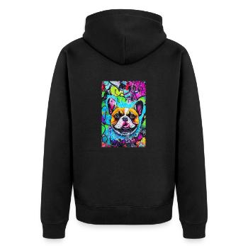 Modern Pop Art Print | colorful | French Bulldog - Unisex Premium Organic Zip Hoodie - black - Back - Nico (187cm)