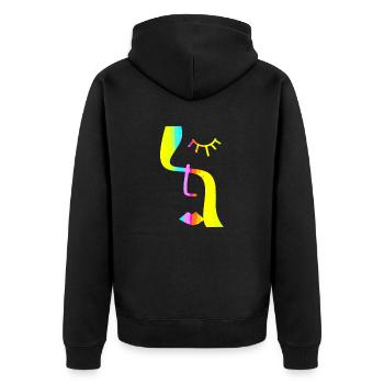 Mode Niedlich Vintage Stil Trendy 90er Jahre Lustig Vogue - Unisex Premium Bio Zip Hoodie - Schwarz - Hinten - Nico (187cm)