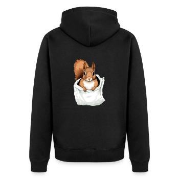 Boog das Eichhörnchen - Unisex Premium Bio Zip Hoodie - Schwarz - Hinten - Nico (187cm)
