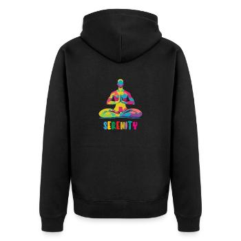 Serenity - Meditation - Yoga - Zen - Unisex Premium Organic Zip Hoodie - black - Back - Nico (187cm)