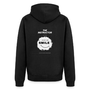 The Instructor Ace of Time Make me smile - Unisex Premium Bio Zip Hoodie - Schwarz - Hinten - Nico (187cm)