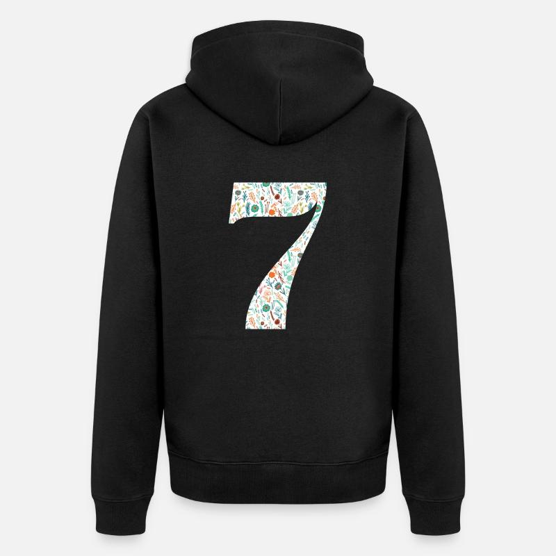 7e anniversaire floral - Veste à capuche bio Premium Unisexe - noir