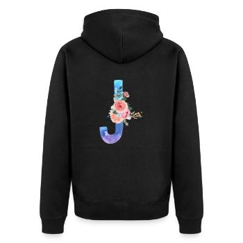 Lettre J watercolor - Veste à capuche bio Premium Unisexe - noir - Dos - Nico (187cm)