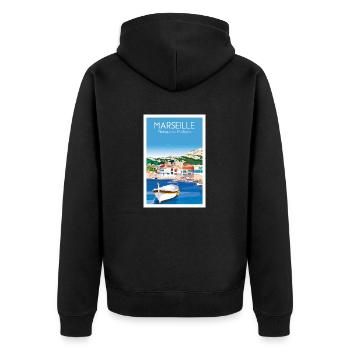 MARSEILLE MADRAGUE DE MONTREDON - Unisex Premium Organic Zip Hoodie - black - Back - Nico (187cm)
