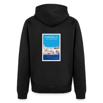 MARSEILLE ANSE DE LA FAUSSE MONNAIE - Veste à capuche bio Premium Unisexe - noir - Dos - Nico (187cm)