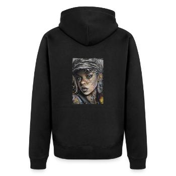 Graffiti Street Art Sprühfarben Cooler Künstler Retro - Unisex Premium Bio Zip Hoodie - Schwarz - Hinten - Nico (187cm)