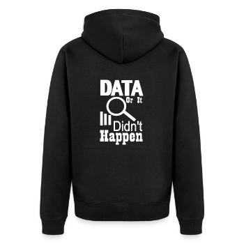 Daten oder es ist nicht passiert - Unisex Premium Bio Zip Hoodie - Schwarz - Hinten - Nico (187cm)