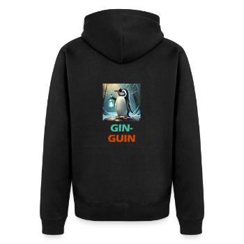 Pinguin lustiger Wortspiel & Party - Unisex Premium Bio Zip Hoodie - Schwarz - Hinten - Nico (187cm)