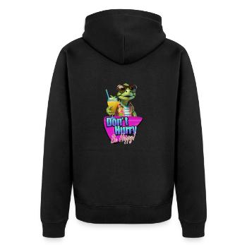 Ne vous dépêchez pas, soyez heureux, mignonne petite tortue tortue - Veste à capuche bio Premium Unisexe - noir - Dos - Nico (187cm)
