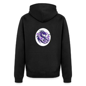 Tribal Dragon Purple - Unisex Premium Organic Zip Hoodie - black - Back - Nico (187cm)