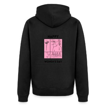 Frauentag Weltfrauentag - Unisex Premium Bio Zip Hoodie - Schwarz - Hinten - Nico (187cm)