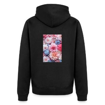 Blumenliebe | AI - Unisex Premium Bio Zip Hoodie - Schwarz - Hinten - Nico (187cm)