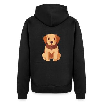 Labrador Welpe Süß Hund - Unisex Premium Bio Zip Hoodie - Schwarz - Hinten - Nico (187cm)