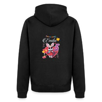 Birthday daughter granddaughter - 5 years old - EMILIA - Unisex Premium Organic Zip Hoodie - black - Back - Nico (187cm)