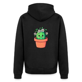 Cute Cattus - Unisex Premium Organic Zip Hoodie - black - Back - Nico (187cm)