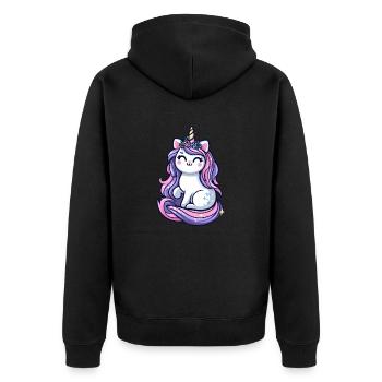 Mignon Chat Licorne - Veste à capuche bio Premium Unisexe - noir - Dos - Nico (187cm)