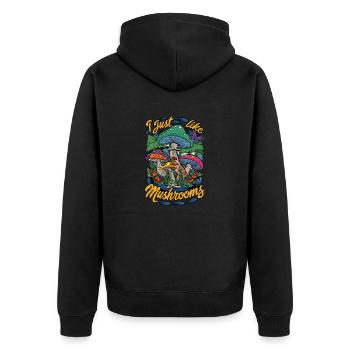 j'aime les champignons - humour et nature - Veste à capuche bio Premium Unisexe - noir - Dos - Nico (187cm)