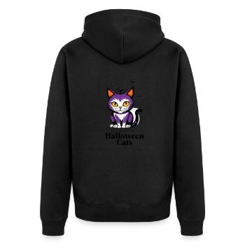 Halloween Cat Cute - Unisex Premium Organic Zip Hoodie - black - Back - Nico (187cm)