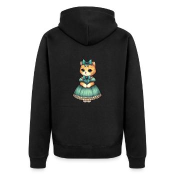 Chaton habillé vintage - Veste à capuche bio Premium Unisexe - noir - Dos - Nico (187cm)