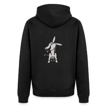 lustiger Esel mit Locken - Unisex Premium Bio Zip Hoodie - Schwarz - Hinten - Nico (187cm)
