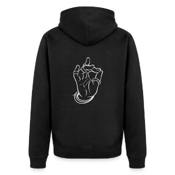 Akasha Mudra - Unisex Premium Bio Zip Hoodie - Schwarz - Hinten - Nico (187cm)