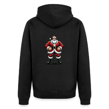Weihnachtsmann Cartoon - Unisex Premium Bio Zip Hoodie - Schwarz - Hinten - Nico (187cm)