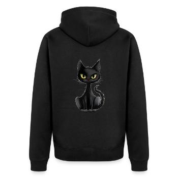 CHAT NOIR SUR UN T-SHIRT NOIR - Veste à capuche bio Premium Unisexe - noir - Dos - Nico (187cm)