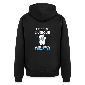 Papa Ours le seul l unique l authentique - Veste à capuche bio Premium Unisexe - noir - Dos - Nico (187cm)