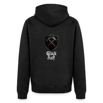 Bonne chance sur le logo minage mineur maillet et fer - Veste à capuche bio Premium Unisexe - noir - Dos - Nico (187cm)