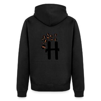 Lettre h motifs léopard - Veste à capuche bio Premium Unisexe - noir - Dos - Nico (187cm)